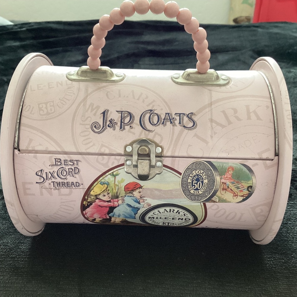 J & P Coats tin (or aluminum) spool handbag